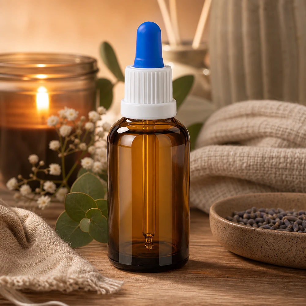 30ml Pipettenflasche weiß/blau Originalitätsverschluss BrownLine UT18/30 Professionelle 30ml Pipettenflasche aus getöntem Glas mit blauer Spitze für Laboranwendungen