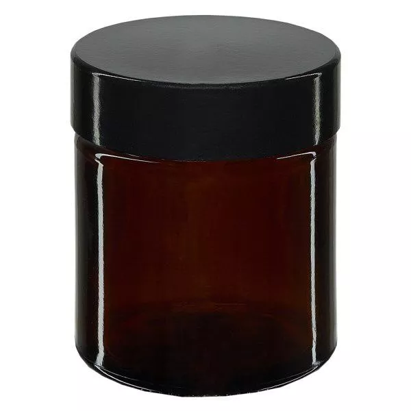 30ml Glastiegel. braun, mit schwarzem Bakelit ApoGlas 30ml Glastiegel. braun, mit schwarzem Bakelit ApoGlas