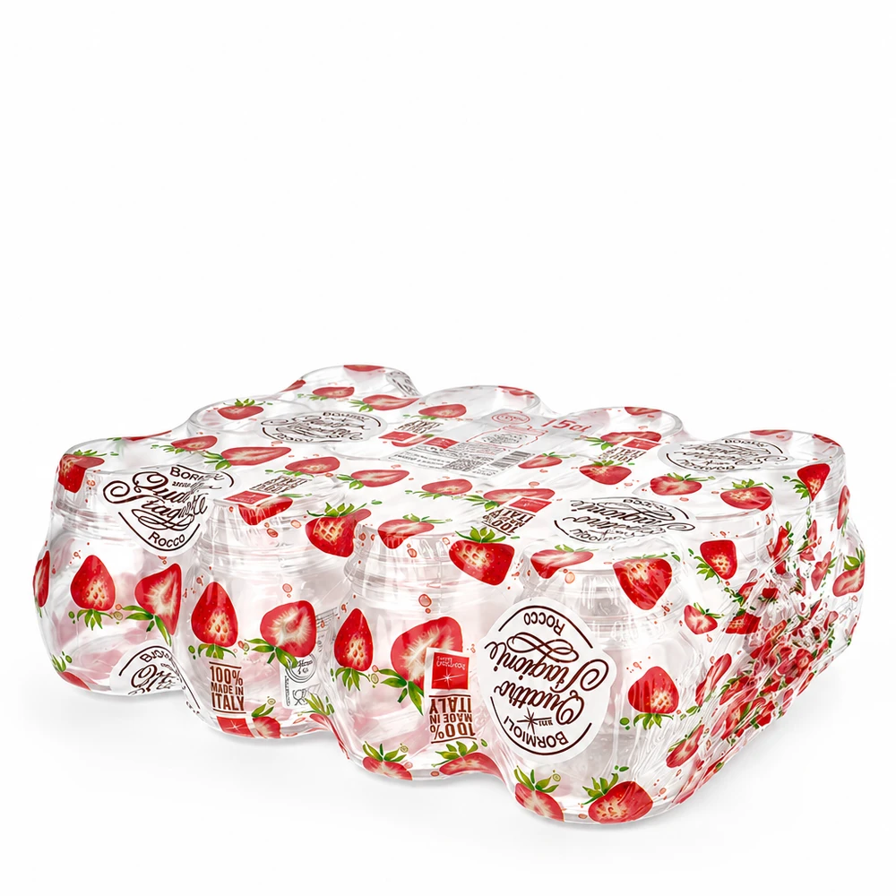 150ml Rundglas "Quattro Stagioni" mit Deckel Quattro Stagioni Rundgläser 150ml mit Erdbeer-Deckeln im 4er-Set für Einmachen und Konservieren