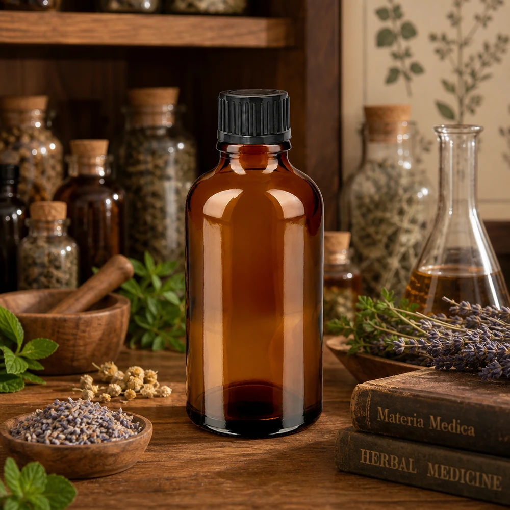 Vielseitige 50ml Glasflasche in zeitloser brauner Optik für Tinktur Extrakt und flüssige Präparate