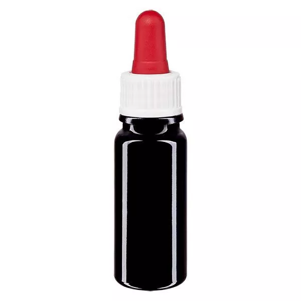 Apothekenflasche violett 10ml Pipette weiß/rot Standard Apothekenflasche violett 10ml Pipette weiß/rot Standard