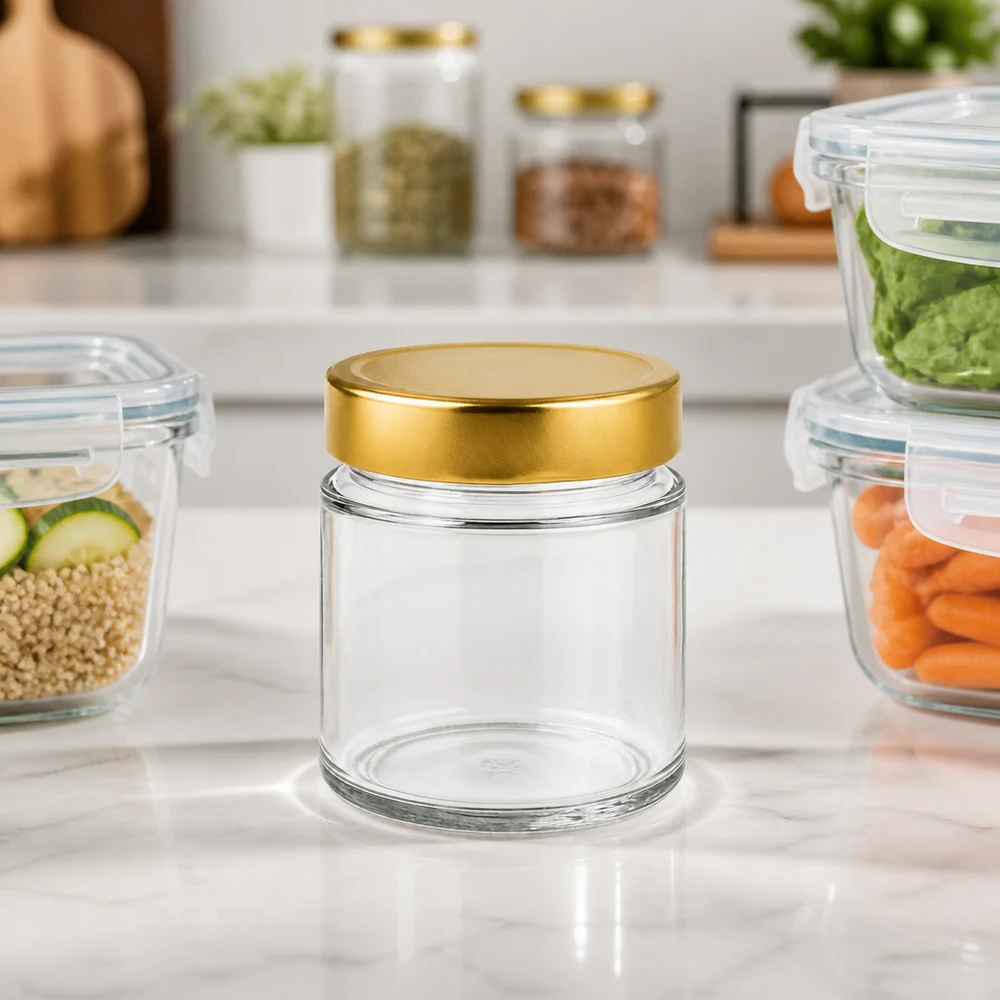 135ml Rundglas 24er-Set mit Deckel (Deckelfarbe: gold) – UNiTWIST Kleines Glasgefäß 135ml mit Golddeckel perfekt für Gewürze Marmeladen und Saucen