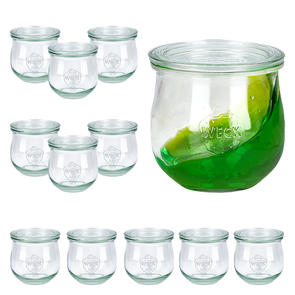 12er Set Weck Gläser 370ml Tulpenglas mit 12 Glasdeckeln 12er Set Weck Gläser 370ml Tulpenglas mit 12 Glasdeckeln