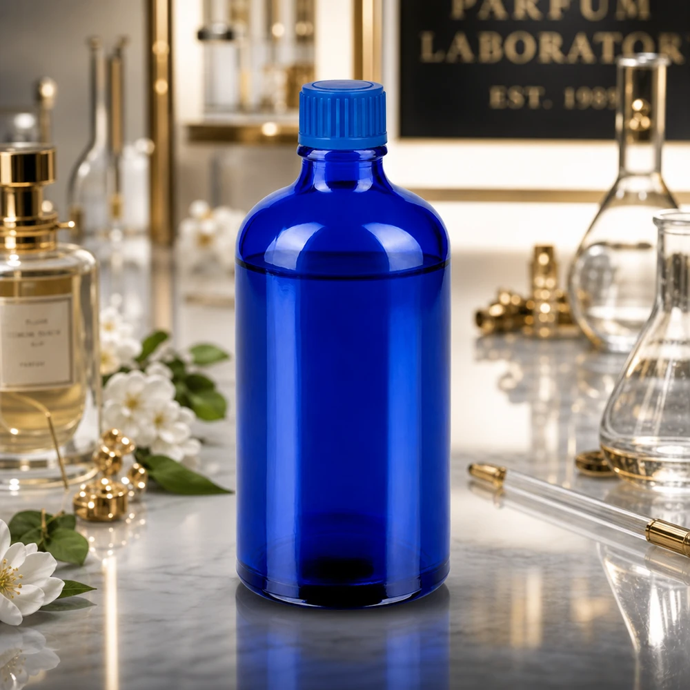 Professionelle 100ml Blauglasflasche mit präzisem 11mm Gewinde für Laboranwendungen