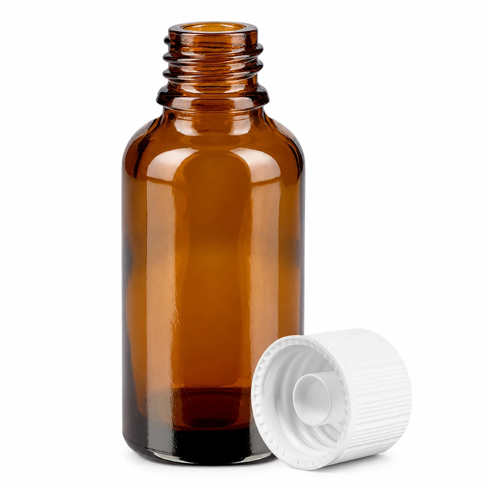 Professionelle 30ml Glasflasche mit lichtschützender brauner Tönung und sicherem Verschluss