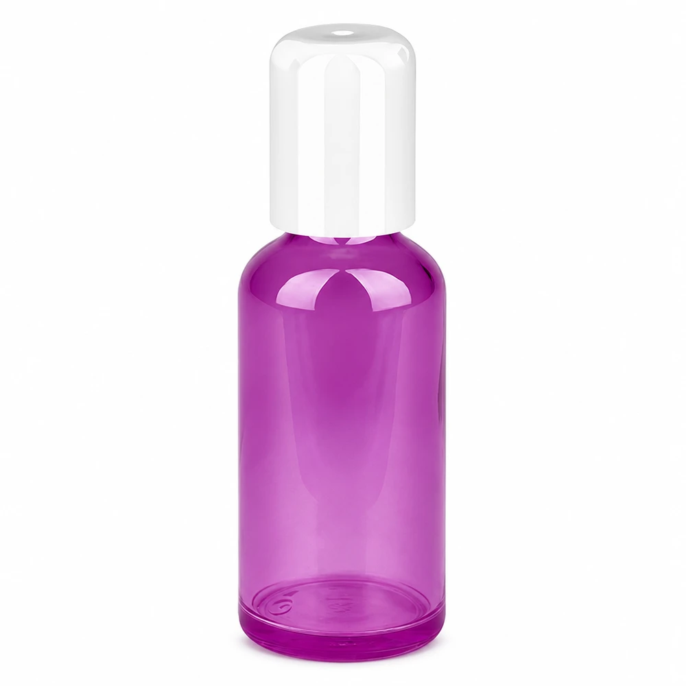Kleine 50ml Roll-On Flasche transparent violett für DIY Kosmetik und Parfum