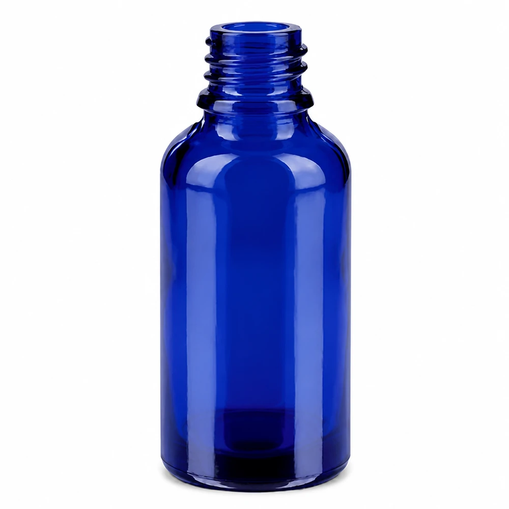 30ml Flasche 11mm Schraubverschluss weiß Originalitätsverschluss BlueLine UT18/30 Professionelle 30ml Laborflasche aus UV-schützendem blauen Glas mit Standardgewinde