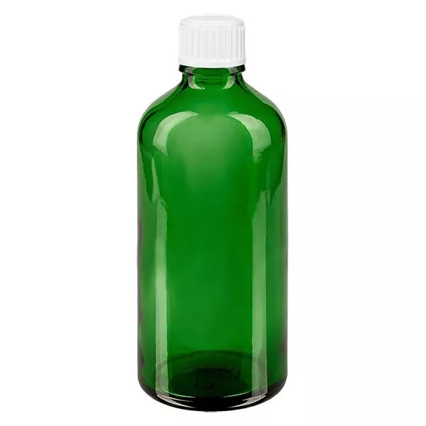 Apothekenflasche grün 100ml Schraubverschluss weiß Globuli Standard