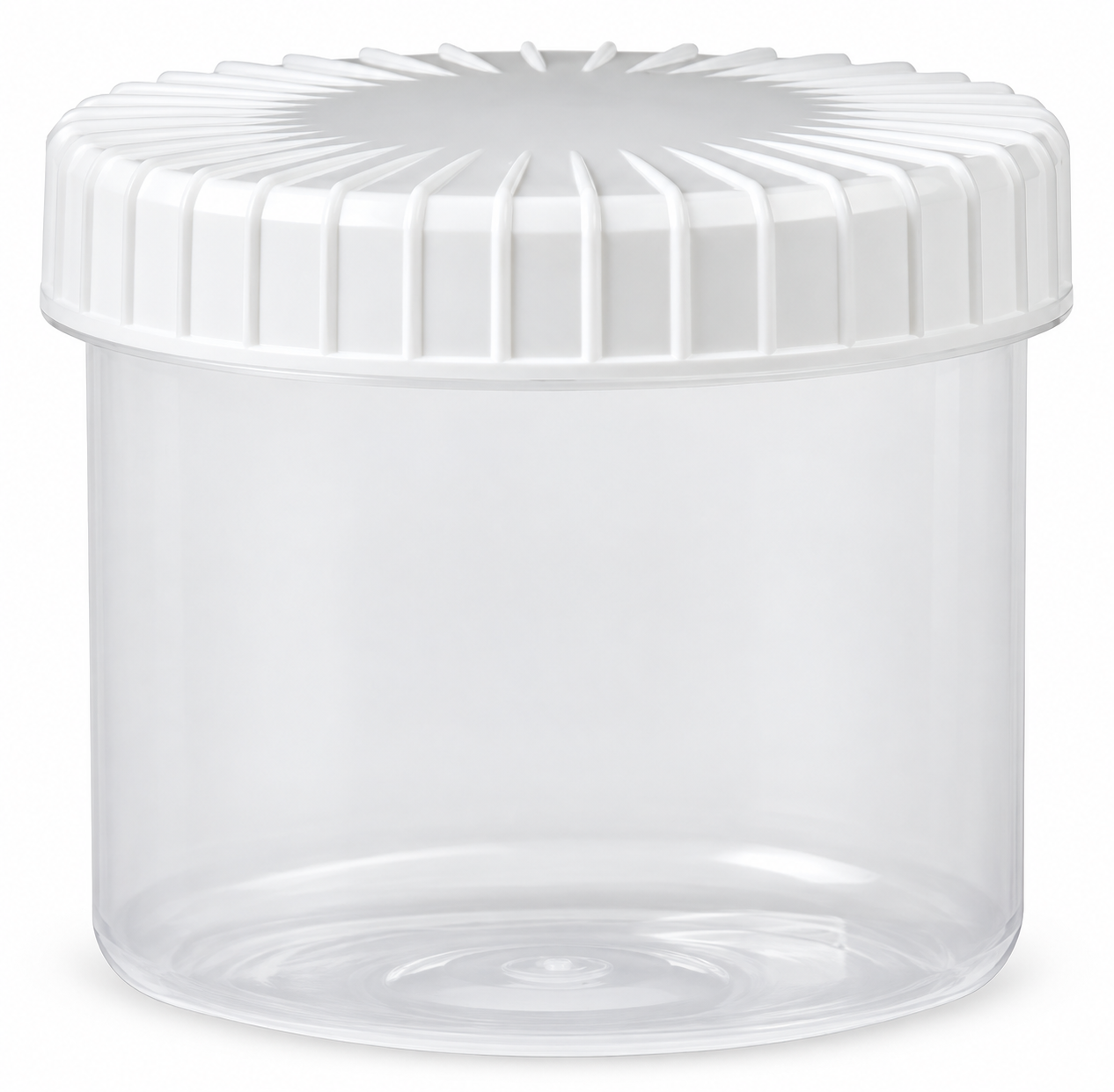 Transparente Schraubdose 135 ml mit gerilltem Vers – qualitätsoptimiertes Produktfoto