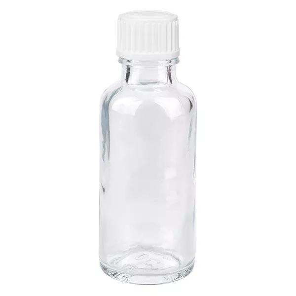 Apothekenflasche klar 30ml Schraubverschluss weiß Standard