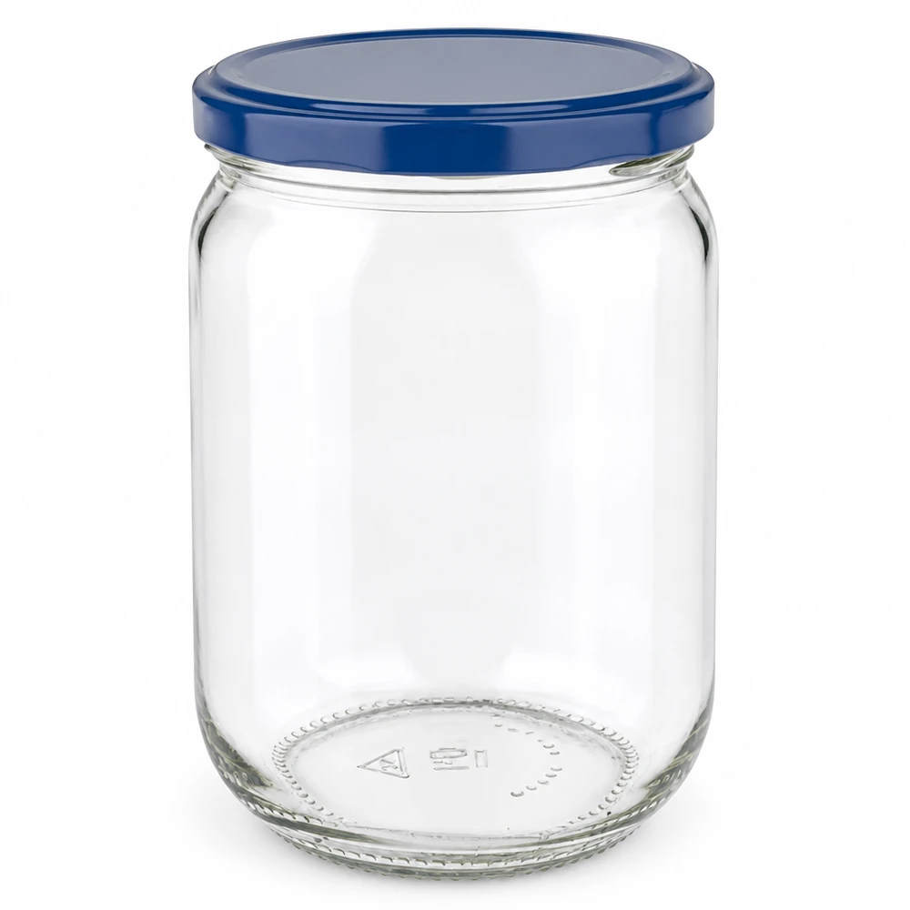 555ml Rundglas + BasicSeal Deckel blau UNiTWIST Großes Rundglas 555ml mit blauem BasicSeal Twist-Off Deckel zum Befüllen und Lagern