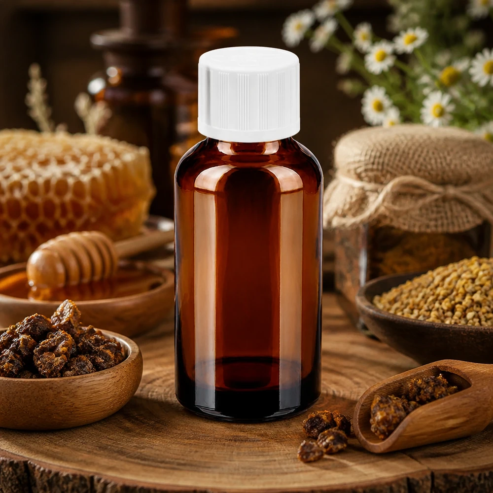 30ml Flasche 11mm Schraubverschluss weiß Standard Kindersicherung BrownLine UT18/30 Elegante 30ml Braunglasflasche mit kindersicherem Deckel für hochwertige Pflegeprodukte