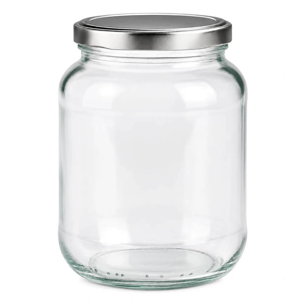 370ml Ovalglas Einmachglas mit silbernem BasicSeal Schraubdeckel für Marmelade und Konserven