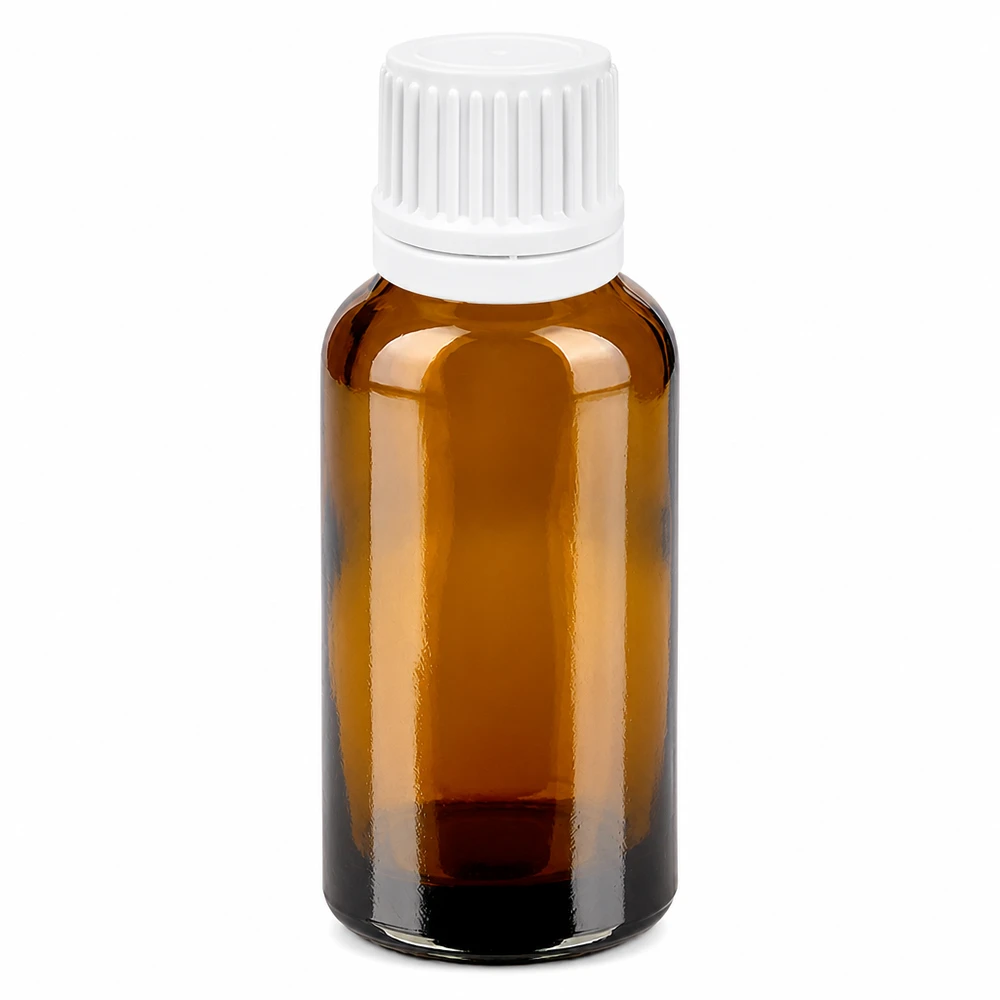 30ml Tropfflasche 0.7mm weiß Originalitätsverschluss BrownLine UT18/30 Kleine Glasflasche 30ml in Braun mit weißem Schraubverschluss und präzisem Tropfensystem