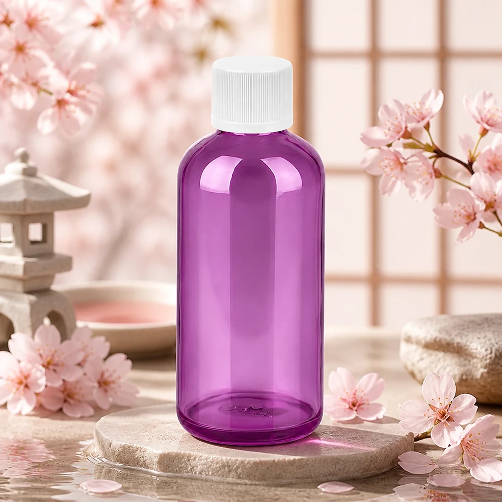 Leichte 100ml Flasche in trendigem Violett mit kindersicherem Verschluss für sichere Aufbewahrung