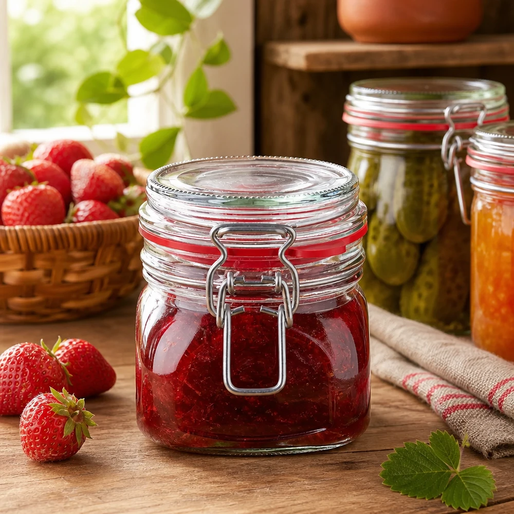 370ml Vorratsglas Typ G mit Bügelverschluss UN.. Robustes 370ml Glas mit Hebelverschluss für langfristige Lebensmittel-Lagerung