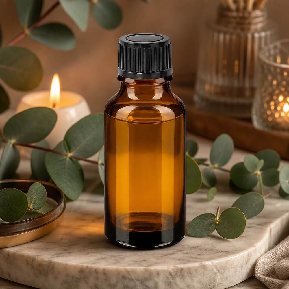 20ml BrownLine Flasche mit lichtschutzwirkung und auslaufsicherem schwarzen Schraubverschluss