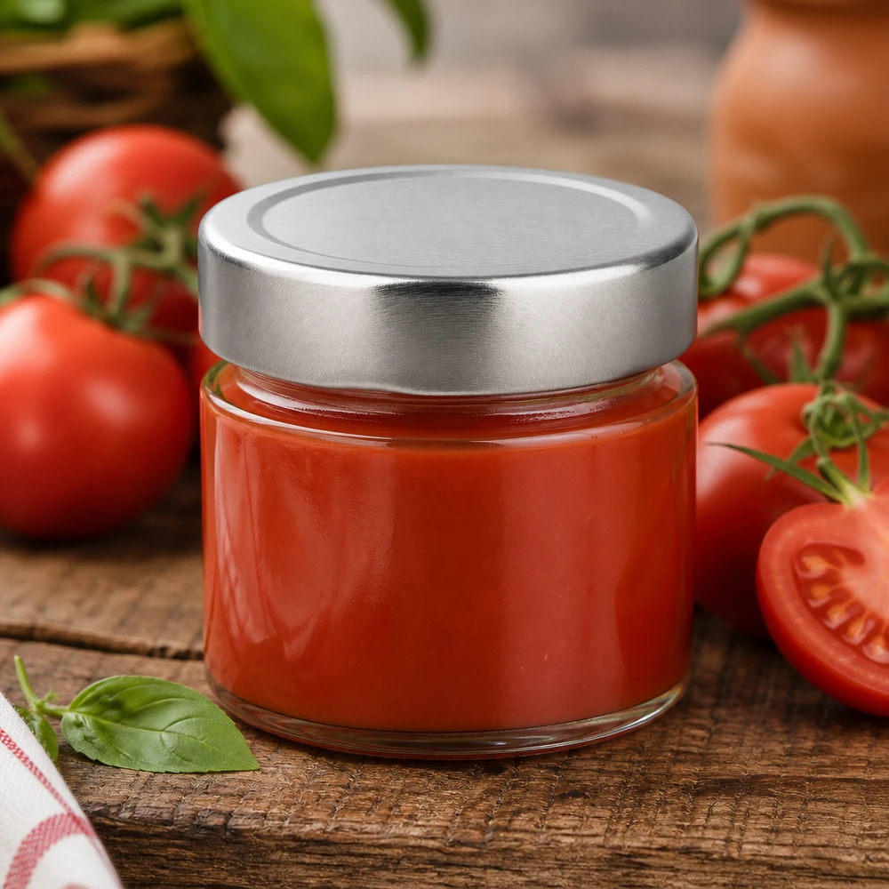 Handliches UNiTWIST Einweckglas 130ml mit Metalldeckel silber perfekt für Tomatenprodukte