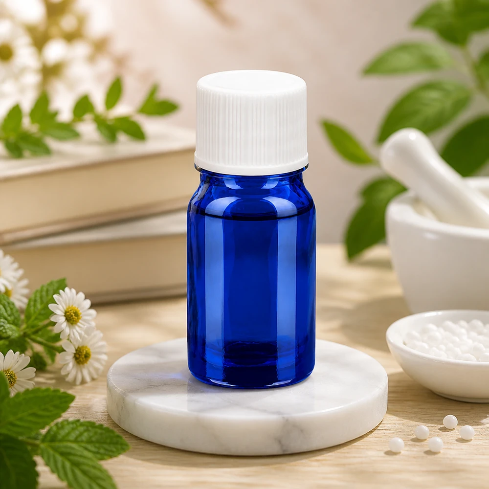 Praktische 5ml BlueLine Glasflasche UT18/5 mit dichtem weißem Verschluss für sichere Aufbewahrung