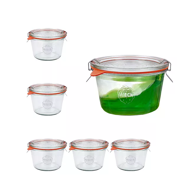 6er Set Weck Gläser 370ml Sturzgläser mit 6 Glasdeckeln, 6 E 6er Set Weck Gläser 370ml Sturzgläser mit 6 Glasdeckeln, 6 E