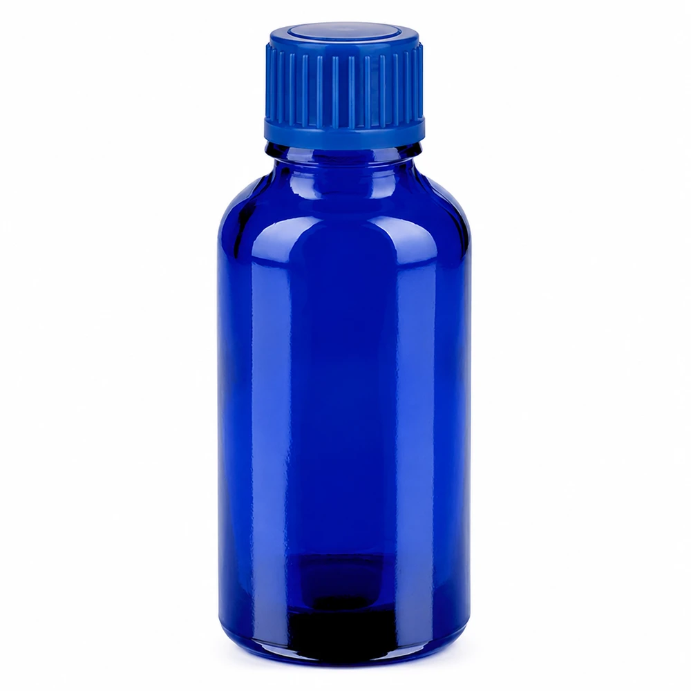 30ml Flasche 11mm Schraubverschluss blau Standard BlueLine UT18/30 30ml Tropfflasche blau mit festem Verschluss für präzise Dosierung von Flüssigkeiten