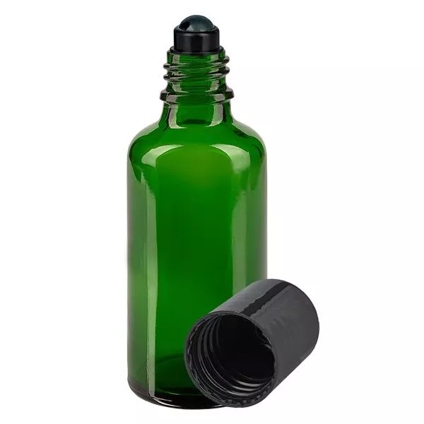 Apothekenflasche grün 50ml Roll-On Verschluss schwarz