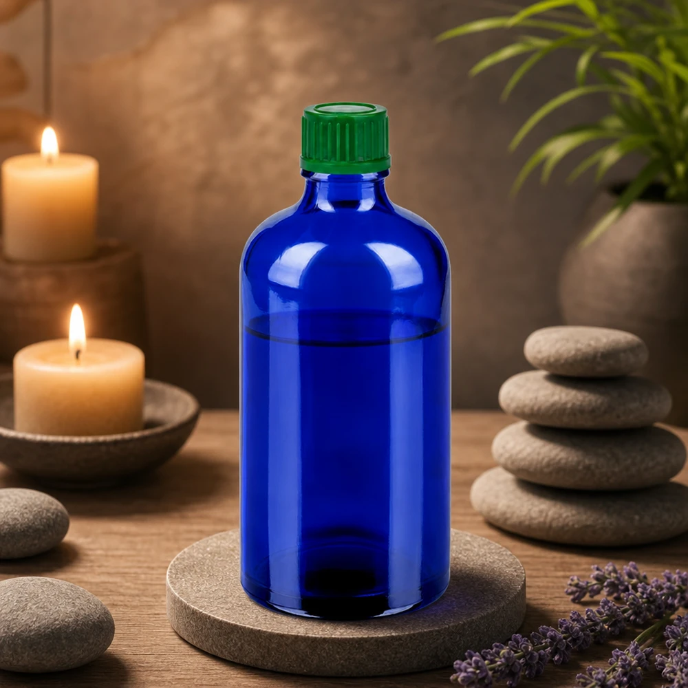 100ml Flasche 11mm Schraubverschluss grün Standard BlueLine UT18/100 Lichtgeschützte blaue 100ml Glasflasche schützt empfindliche Inhalte vor UV Strahlung optimal