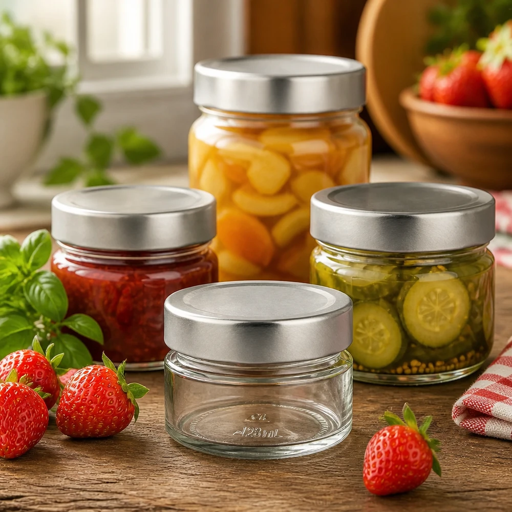 130ml Rundglas 24er-Set mit Deckel (Deckelfarbe: silber) UNiTWIST Kompakte 130ml Einweckgläser UNiTWIST silberner Schraubdeckel für Marmelade und Pickles