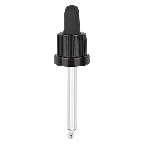 Glas-Tropfpipette, schwarz/schwarz PL61 Originalitätsverschluss III