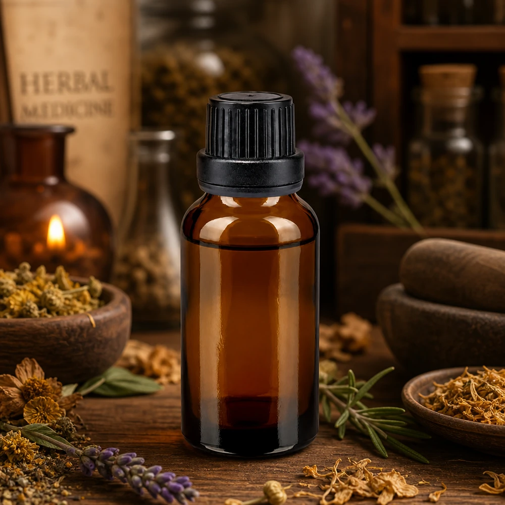 20ml Glasflasche braun mit schwarzem Originalitätsverschluss 11mm für Naturkosmetik und Pharma