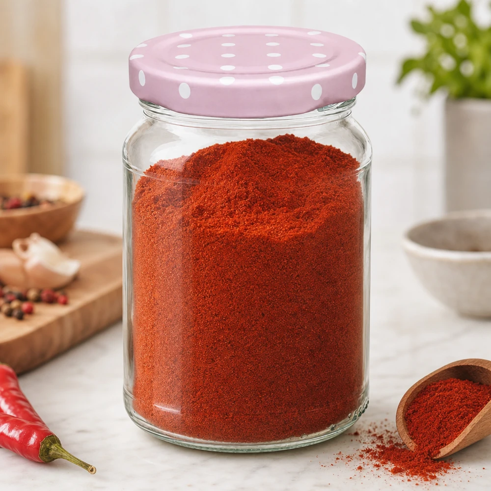 205ml Rundglas + BasicSeal Deckel Punkte rosa UNiTWIST Gewürzaufbewahrung im 205ml Rundglas mit rosa Punktedeckel - ideal für Paprika und Küchengewürze