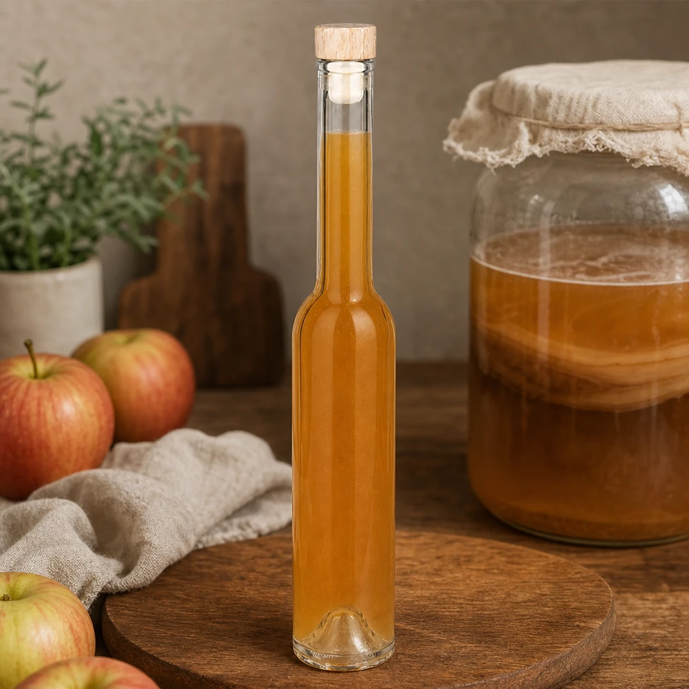 200ml Glasflasche "Hugo" mit Holzgriff-Korken UNiTWIST