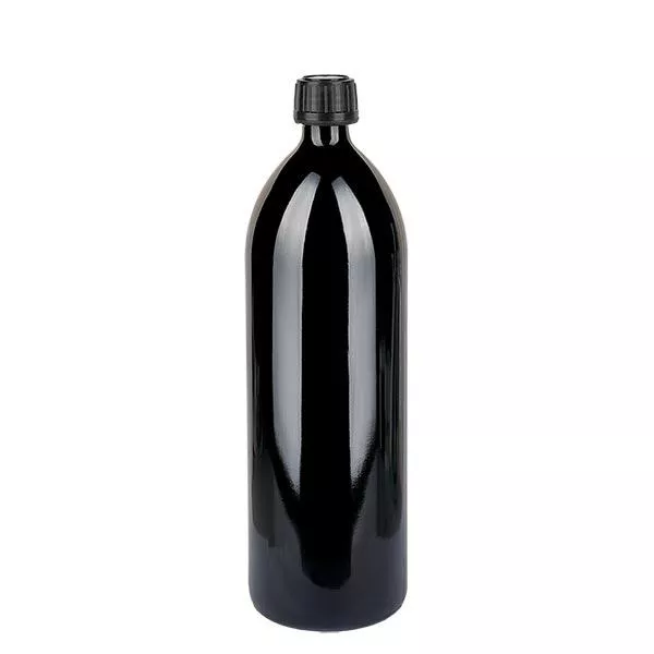 Wasserflasche Violettglas 1000ml rund,sch.Schraubverschluss Wasserflasche Violettglas 1000ml rund,sch.Schraubverschluss