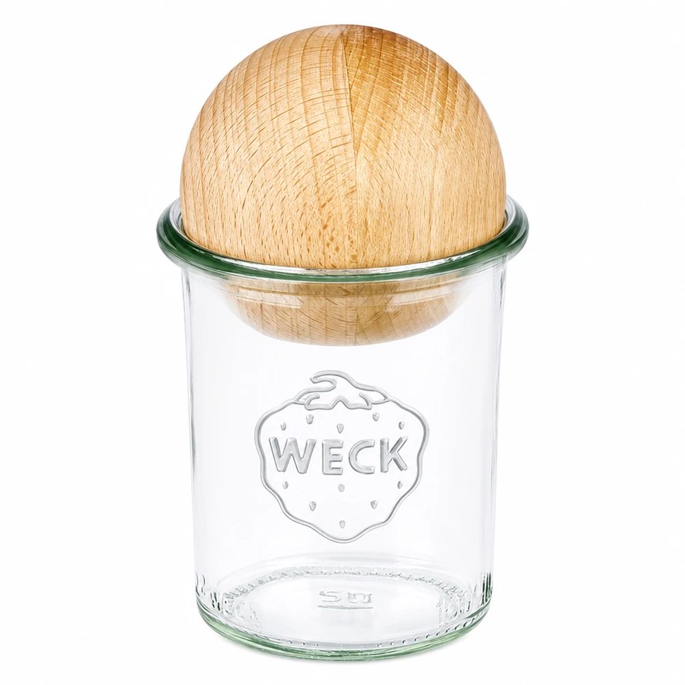 160ml Sturzglas WECK RR60 mit Holzkugel Buche 160ml WECK Sturzglas RR60 mit Holzkugel aus Buche als Deckel, transparentes Einmachglas mit Holzverschluss