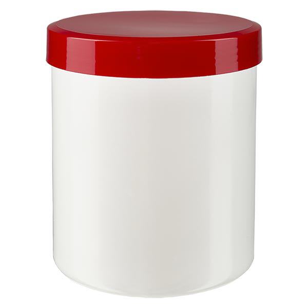 Salbenkruke 500g weiß mit rotem Schraubdeckel (Polypropylen) Salbenkruke 500g weiß mit rotem Schraubdeckel (Polypropylen)