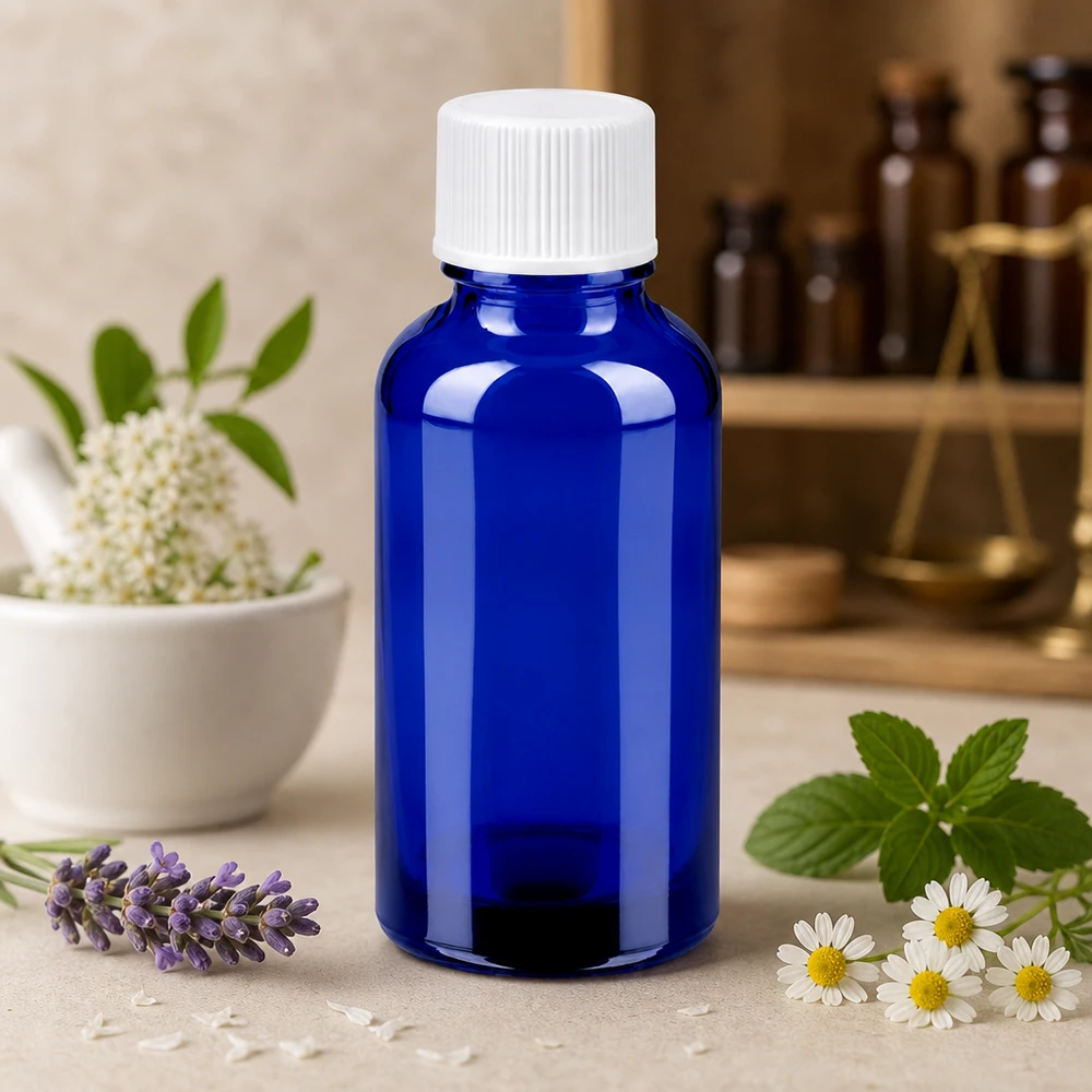 30ml Flasche 11mm Schraubverschluss weiß Standard BlueLine UT18/30 30ml Glasflasche mit matter Oberfläche und ergonomischem Design für den täglichen Gebrauch