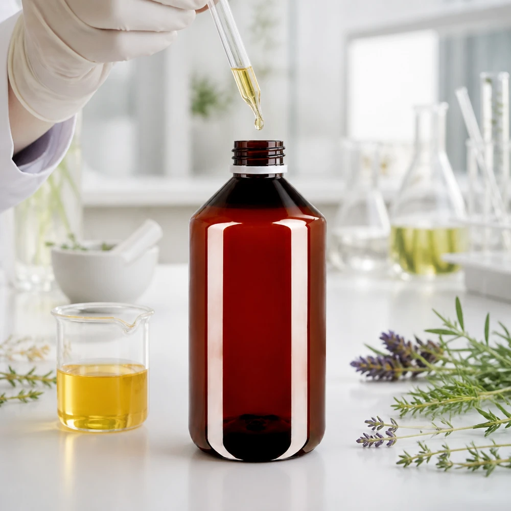 PET Flasche 750ml mit weißem Originalitätsverschluss geriffelt Robuste PET Rundflasche 750ml bernstein weißer geriefelter Verschluss Großformat