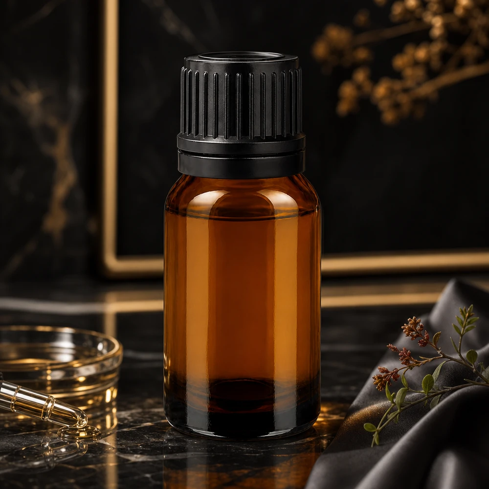 10ml Flasche 11mm Schraubverschluss schwarz Originalitätsverschluss BrownLine UT18/10 Vielseitige 10ml Glasflasche für DIY-Kosmetik mit UV-Filter und ergonomischem schwarzen Deckel