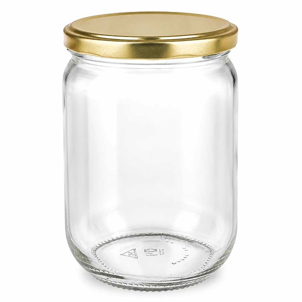 555ml Rundglas + BasicSeal Deckel gold UNiTWIST Leeres Rundglas 555ml mit goldfarbenem Schraubverschluss ideal zum Einkochen und Konservieren