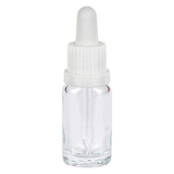 10ml Pipettenflasche weiß Originalitätsverschluss ClearLine UT18/10 Klarglas Pipettenflasche 10ml weiß für Pharmazie Kosmetik und Aromatherapie