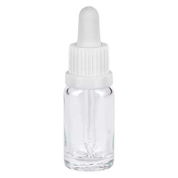 Klarglas Pipettenflasche 10ml weiß für Pharmazie Kosmetik und Aromatherapie