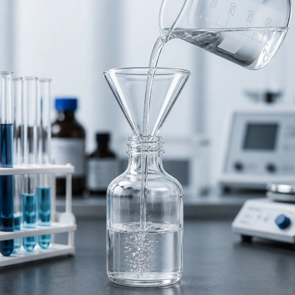 Trichter ø100mm Kalk-Soda, Winkel 60°, Kurzstil Chemikalienbeständiger Labortrichter aus Kalk-Soda-Glas mit optimaler 100mm Durchmesser-Größe