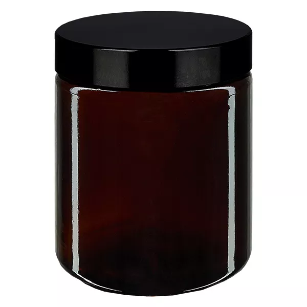 180ml Glastiegel. braun, mit schwarzem Bakelit ApoGlas 180ml Glastiegel. braun, mit schwarzem Bakelit ApoGlas