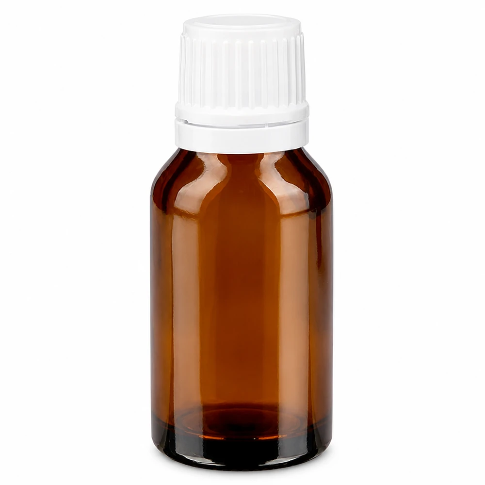 UV-schützendes Braunglas Fläschchen 15ml mit weißem Verschluss für Medizin