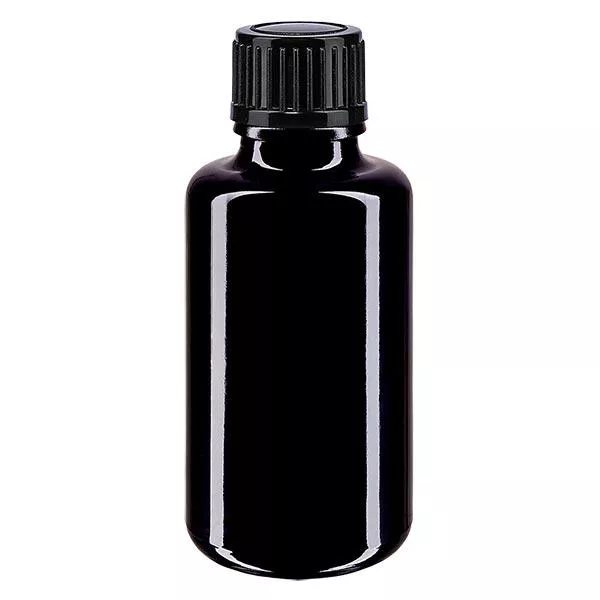 Apothekenflasche violett 30ml Tropfverschluss 1mm schwarz Standard
