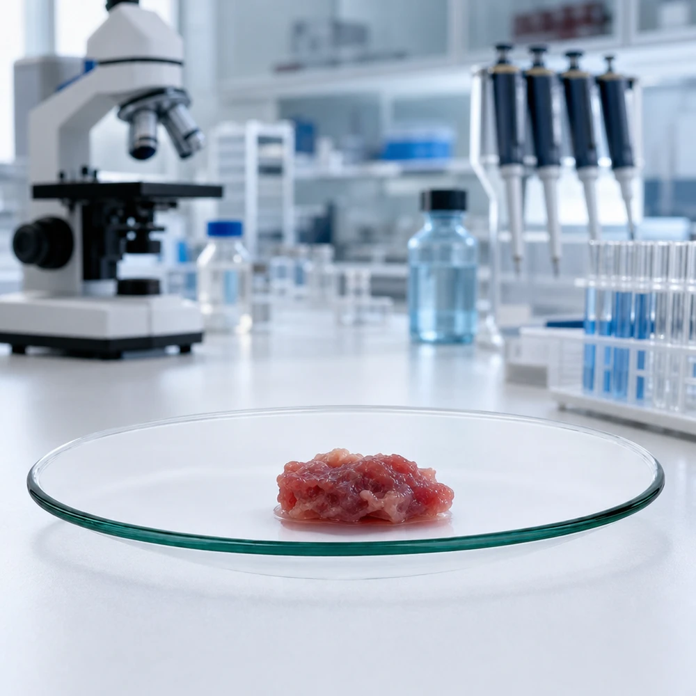 Uhrglasschale ø90 mm Standardgröße Glasschale Ø 90mm mit organischer Probe für Biotechnologie und Medizinforschung