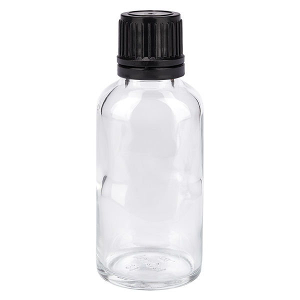 30ml Globuliflasche 3mm Giessring schwarz Standardverschluss ClearLine UT18/30