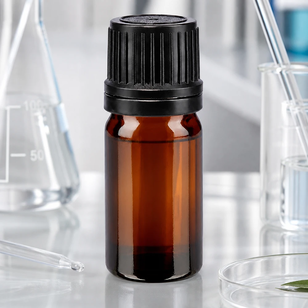 Apothekenflasche braun 5ml Schraubverschluss schwarz Giessring Originalitätsverschluss 5ml Braunglasflasche ApoGlas mit schwarzem Manipulationssicherungsverschluss 8mm Hals