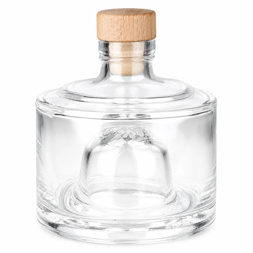 200ml Glasflasche "Barbara" mit Holzgriff-Korken UNiTWIST 200ml Glasflasche Barbara mit Holzkorken transparent leer Produktfoto Glasflaschen mit Kork Verschluss