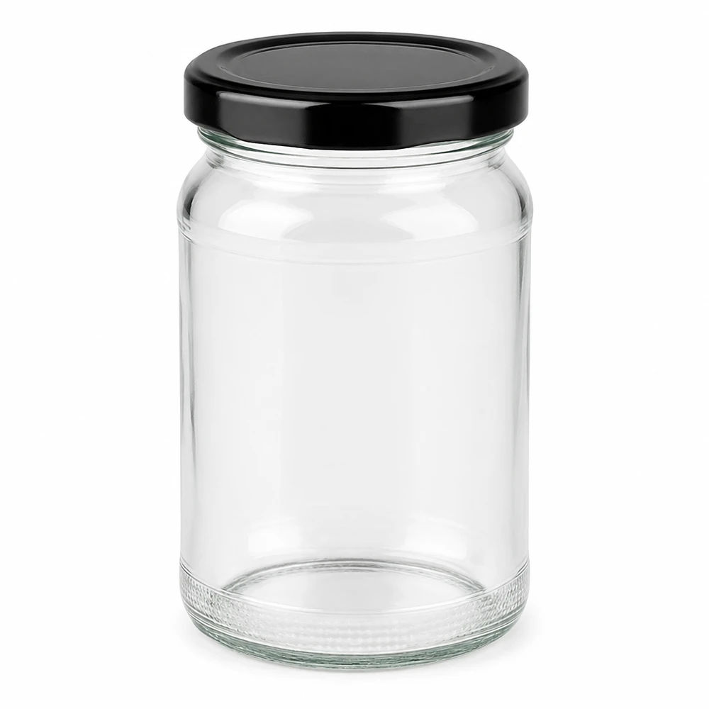 110ml Rundglas 6er-Set mit Deckel (Deckelfarbe: schwarz) UNiTWIST Leeres klares Glasgefäß 110ml mit schwarzem Deckel UNiTWIST Vorratsdose 6er Pack